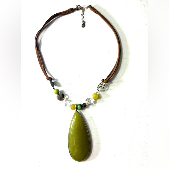 SILPADA 925 STERLING SILVER GREEN STONE PENDANT NECKLACE N2099 - Picture 1 of 8